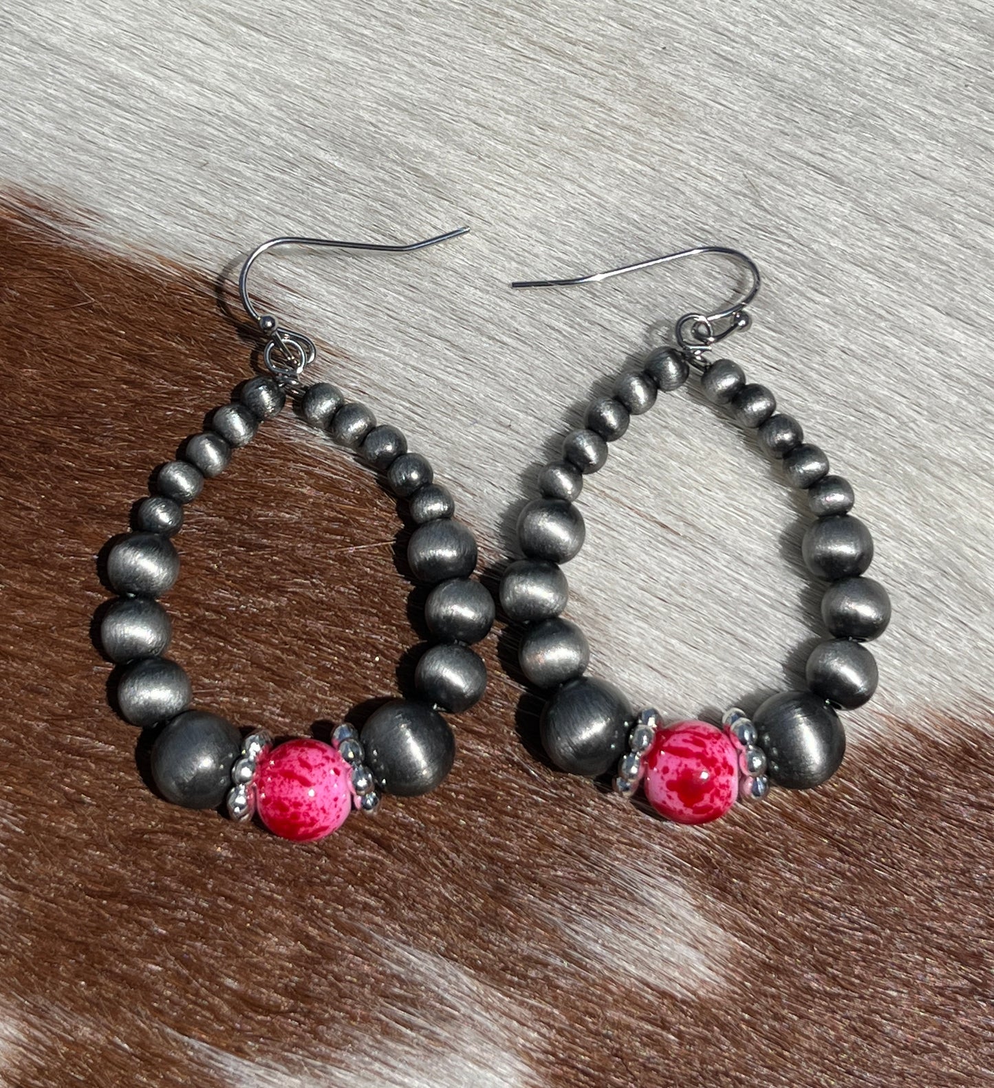 Pink Sky Pearl Hoops