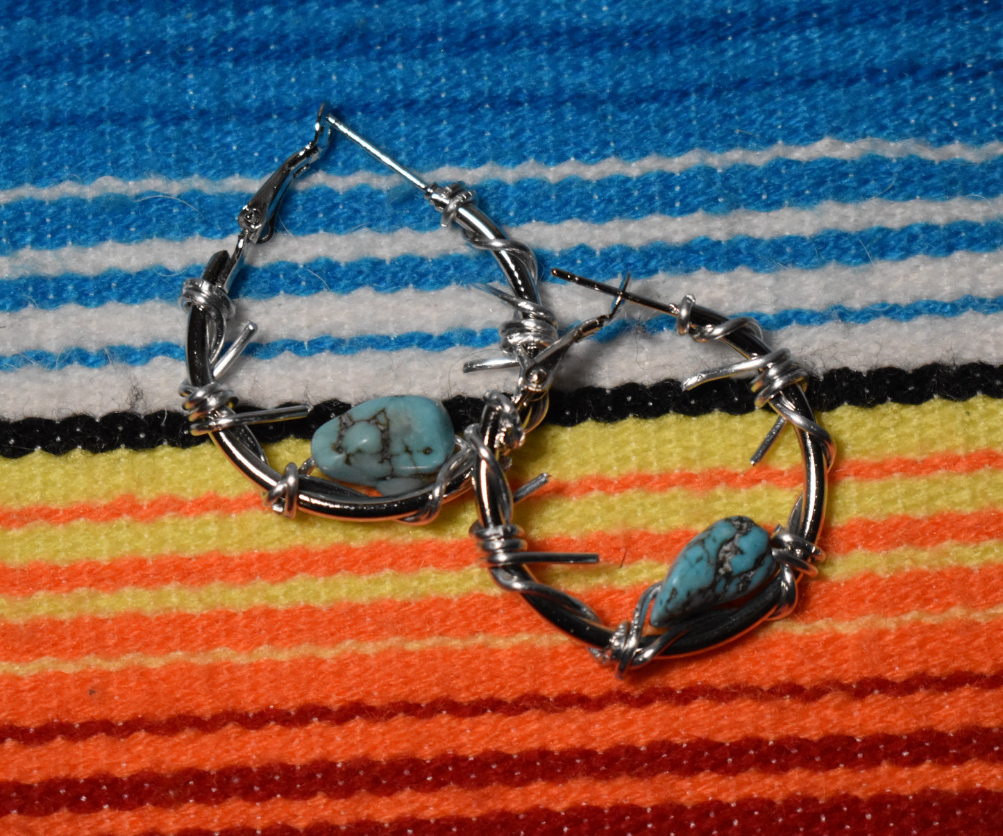 Small Turquoise Barbwire Hoops